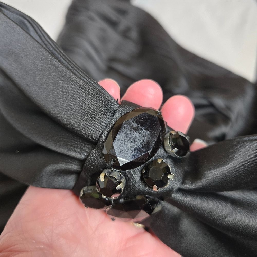 WHBM black satin halter top fit and flare jeweled tulle formal cocktail dress 4 - Picture 5 of 13